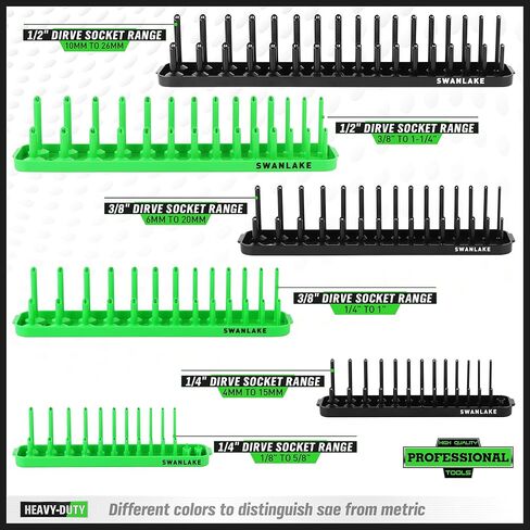 صينية تنظيم المقبس SWANLAKE، صينية حامل المقبس مكونة من 4 قطع. SAE ومتري، 1/4 بوصة، 3/8 بوصة (4 قطع صينية تنظيم المقبس) in Kuwait