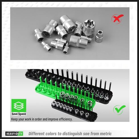 صينية تنظيم المقبس SWANLAKE، صينية حامل المقبس مكونة من 4 قطع. SAE ومتري، 1/4 بوصة، 3/8 بوصة (4 قطع صينية تنظيم المقبس) in Kuwait