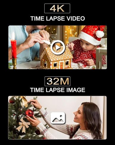 4K Time Lapse Camera Kit with IP66 Waterproof Housing, 1/2.78 CMOS, 32MP Photo, 186 Days Battery Life, 6X Zoom, Manual Focus, 7 Accessories, Ideal for Long Term Indoor and Outdoor Projects in Saudi Arabia