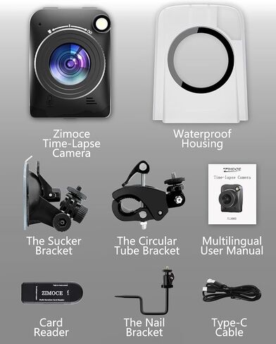 4K Time Lapse Camera Kit with IP66 Waterproof Housing, 1/2.78 CMOS, 32MP Photo, 186 Days Battery Life, 6X Zoom, Manual Focus, 7 Accessories, Ideal for Long Term Indoor and Outdoor Projects in Saudi Arabia