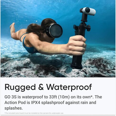 Insta360 GO 3S (White) 128GB Tiny Mighty 4K Action Vlogging Camera, Portable, Mount Anywhere, Waterproof, Stabilization, Hands-Free POV, + Action Pod and Wearable Accessories + Selfie Stick + Tripod in Saudi Arabia