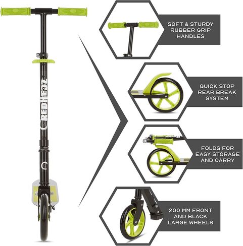 Voyager Big Wheel 2 Wheeled Kick Scooter Folding Scooter for Kids Large 200 MM Wheels, Easy & Portable Fold-N-Carry Design, Ultra-Lightweight, Comfortable & Safe, Durable & Easy to Ride in Saudi Arabia