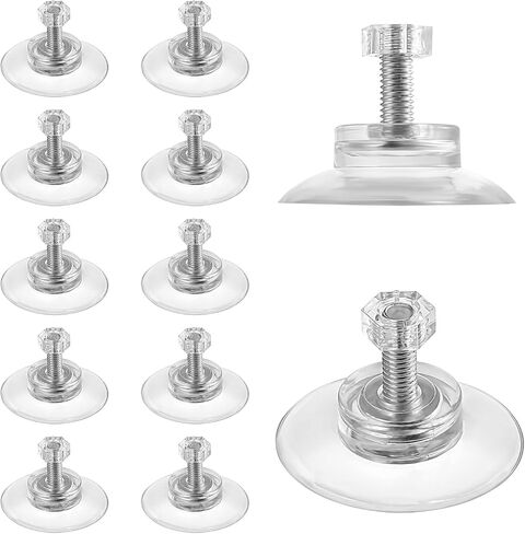12pcs Thread Suction Cup, Window Suction Cup Hooks with M4 Metal Screw Rods and Nuts Heavy Duty Clear PVC Sucker Pads Strong Adhesive Suction Holder for Bathroom Wall Door Glass Car Shade(25mm) in Saudi Arabia