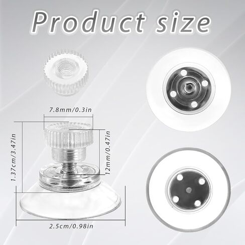 12pcs Thread Suction Cup, Window Suction Cup Hooks with M4 Metal Screw Rods and Nuts Heavy Duty Clear PVC Sucker Pads Strong Adhesive Suction Holder for Bathroom Wall Door Glass Car Shade(25mm) in Saudi Arabia