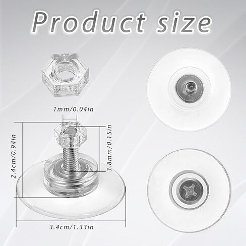 12pcs Thread Suction Cup, Window Suction Cup Hooks with M4 Metal Screw Rods and Nuts Heavy Duty Clear PVC Sucker Pads Strong Adhesive Suction Holder for Bathroom Wall Door Glass Car Shade(25mm) in Saudi Arabia