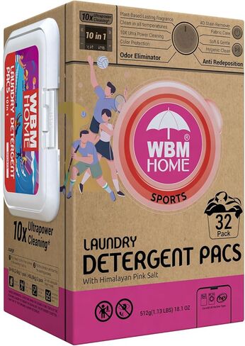 WBM Laundry Detergent Pods, Autumn Scent – 128 Pods in Recycleable Packaging for 10x Ultra Power Cleaning, Odor Defense for Activewear & Sports Shirts in Saudi Arabia