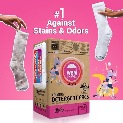 WBM Laundry Detergent Pods, Autumn Scent – 128 Pods in Recycleable Packaging for 10x Ultra Power Cleaning, Odor Defense for Activewear & Sports Shirts in Saudi Arabia
