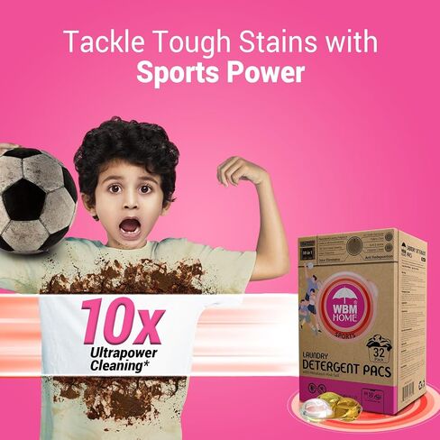 WBM Laundry Detergent Pods, Autumn Scent – 128 Pods in Recycleable Packaging for 10x Ultra Power Cleaning, Odor Defense for Activewear & Sports Shirts in Saudi Arabia