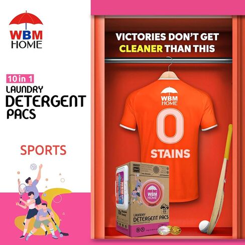 WBM Laundry Detergent Pods, Autumn Scent – 128 Pods in Recycleable Packaging for 10x Ultra Power Cleaning, Odor Defense for Activewear & Sports Shirts in Saudi Arabia