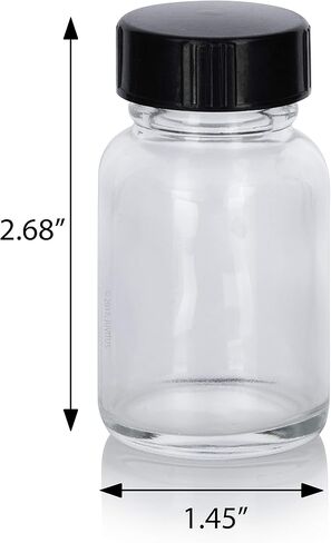 JUVITUS زجاجة ذات فم واسع من الزجاج الشفاف سعة 1 أونصة مع غطاء فينولي (24 عبوة) + قمع in Kuwait