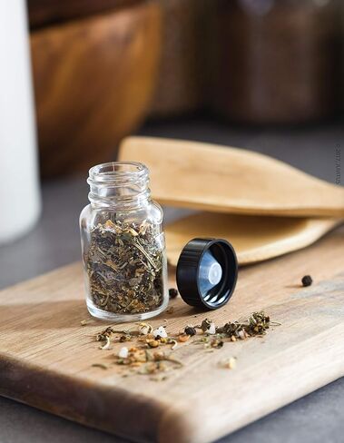 JUVITUS زجاجة ذات فم واسع من الزجاج الشفاف سعة 1 أونصة مع غطاء فينولي (24 عبوة) + قمع in Kuwait