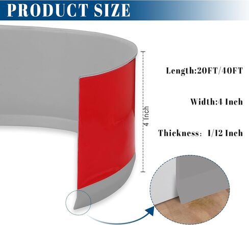 Yipscazo Wall Base Baseboard Molding Trim 4'' x 20 Feet Flexible Peel and Stick Cove Base Adhesive Rubber Wall Base Molding Trim (Gray) in Saudi Arabia