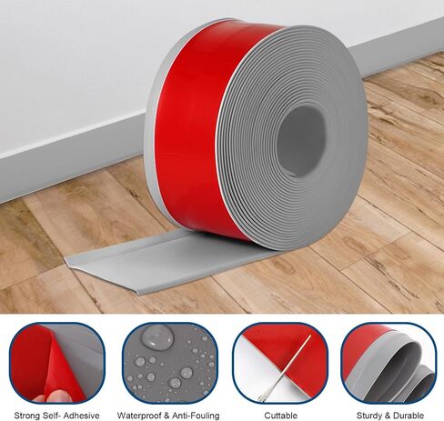 Yipscazo Wall Base Baseboard Molding Trim 4'' x 20 Feet Flexible Peel and Stick Cove Base Adhesive Rubber Wall Base Molding Trim (Gray) in Saudi Arabia