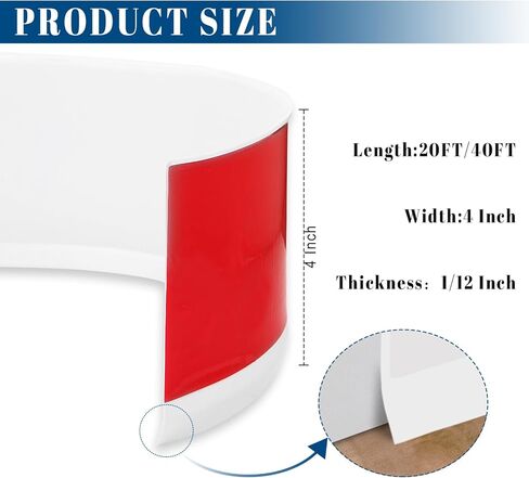 Yipscazo جدار قاعدة اللوح صب تقليم 4 '' × 20 قدم قشر مرنة وعصا كوف قاعدة لاصقة المطاط قاعدة الجدار قاعدة صب (رمادي) in Kuwait