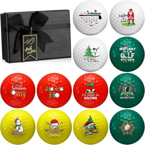 12 Pcs Christmas Golf Balls Funny Golf Ball Gift Set with Gift Box Snowman Santa Xmas Golf Ball Christmas Novelty Gift for Men Women Golf Lovers in Saudi Arabia