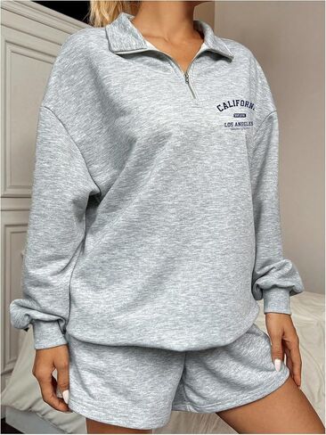GORGLITTER Women's American Flag Graphic Letter Quarter Zip Pullover Sweatshirt Casual Long Sleeve Mock Neck Pullover Tops in Saudi Arabia