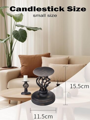 حاملات شموع - حامل شموع مزخرف LHQOO معدني عتيق مع قاعدة مضادة للانزلاق، متوفر لديكور المنزل، وحفلات الزفاف، والعشاء، والحفلات، والذكرى السنوية (حجم متوسط) in Kuwait