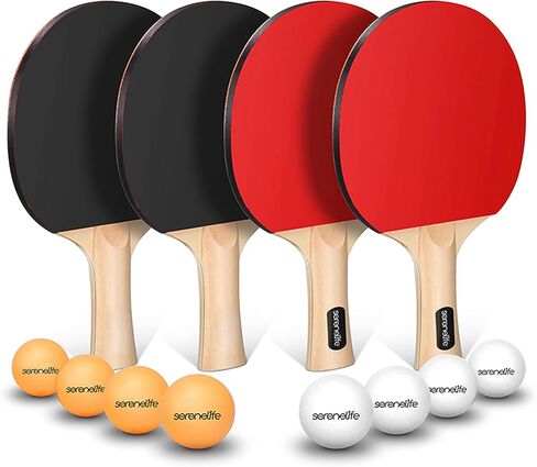 SereneLife Professional Ping Pong Paddle Set - Table Tennis Paddles and Balls Set w/ 4 Ping Pong Rackets, 8 Table Tennis Balls, Paddle Case - 2 or 4 Players Professional & Recreational Games in Kuwait