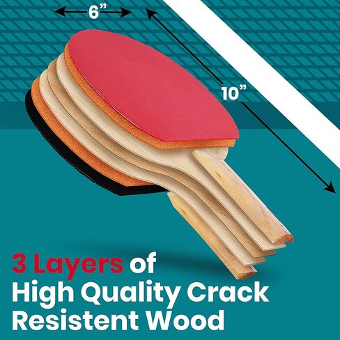 SereneLife Professional Ping Pong Paddle Set - Table Tennis Paddles and Balls Set w/ 4 Ping Pong Rackets, 8 Table Tennis Balls, Paddle Case - 2 or 4 Players Professional & Recreational Games in Kuwait