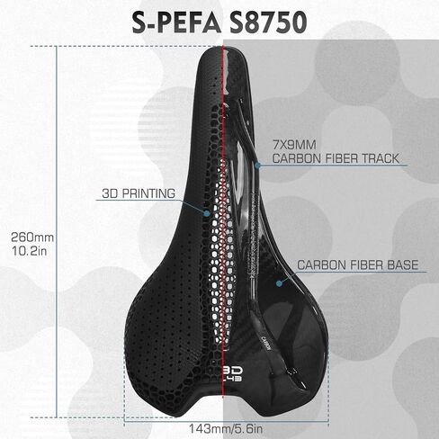 BUCKLOS 3D Printed Bike Saddle Road Bike Mountain Bike Seat Cushion，Full Carbon Fiber Mountain Bike Bicycle Saddle - Support Road MTB BMX and Gravel Bike in Kuwait