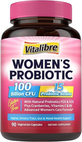 Women's Probiotics 100 Billion CFU, 15 Strains, w/Prebiotic, Cranberry, Vitamin B6 & VC, Gut, Vaginal & Mood Health, Shelf Stable, 90 Vegan Capsules in Saudi Arabia