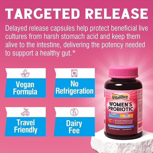Women's Probiotics 100 Billion CFU, 15 Strains, w/Prebiotic, Cranberry, Vitamin B6 & VC, Gut, Vaginal & Mood Health, Shelf Stable, 90 Vegan Capsules in Saudi Arabia