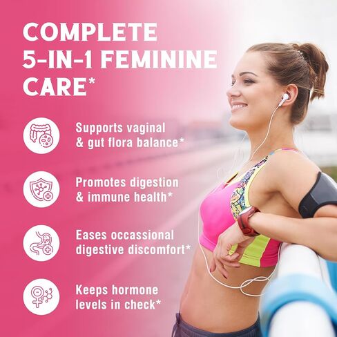 Women's Probiotics 100 Billion CFU, 15 Strains, w/Prebiotic, Cranberry, Vitamin B6 & VC, Gut, Vaginal & Mood Health, Shelf Stable, 90 Vegan Capsules in Saudi Arabia