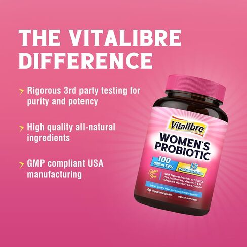 Women's Probiotics 100 Billion CFU, 15 Strains, w/Prebiotic, Cranberry, Vitamin B6 & VC, Gut, Vaginal & Mood Health, Shelf Stable, 90 Vegan Capsules in Saudi Arabia