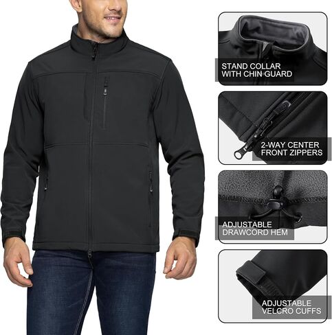33,000ft Men's Lightweight Softshell Jacket Warm Fleece Lined Windbreaker Waterproof Soft Shell for Outdoor Hiking in Kuwait