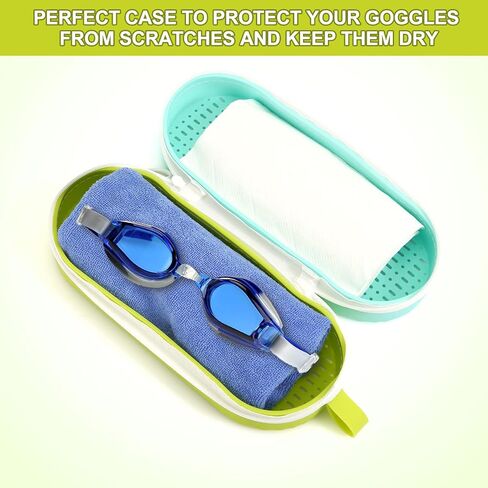 Swim Goggles Case, Silicone Swimming Goggle Holder with Lanyard Eyeglass Protective Storage Box for Goggles Sunglass in Saudi Arabia