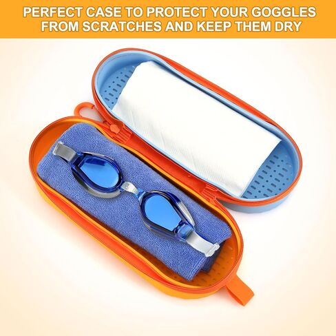 Swim Goggles Case, Silicone Swimming Goggle Holder with Lanyard Eyeglass Protective Storage Box for Goggles Sunglass in Saudi Arabia