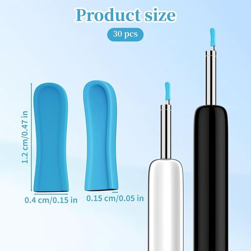 30 PCS Soft Silicone Ear Spoon Tips Ear Cleaner Tips Replacement, Blue Ear Wax Cleaner Replacement Kit Reusable Ear Camera Tips for Teens Adults Ear Spoon Wax Removal Tool Accessory in Saudi Arabia
