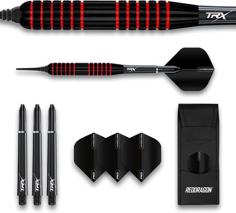 RED DRAGON Envy Professional Soft Tip Brass Black and Red Darts Set with Flights, Shafts (Stems) and Wallet - 18g (20.00, Grams) in Saudi Arabia