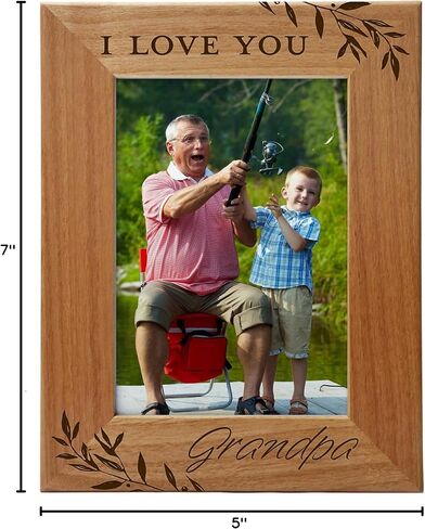 I Love You Grandpa, Engraved Natural Wood Photo Frame 4x6 Vertical Portrait Frame for Grandpa, Grandparent's Day, Best Grandpa Ever, Grandfather Gifts, Grandpa & Me, Father's Day, Christmas in Saudi Arabia