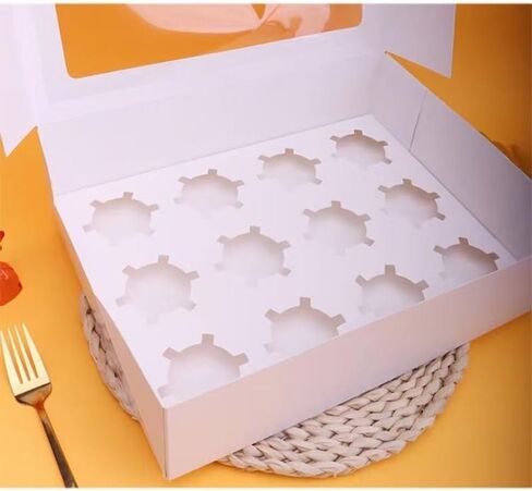 10~20 Pcs/1 Set 12.79 * 10 * 3.54inch Cupcake Boxes,Cupcake Containers with Window and Inserts,Disposable Cupcake Holder, Bakery Pastry Carrier Boxes (10PCS Brown B), 12LDGH in Saudi Arabia