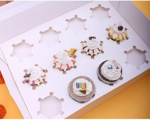 10~20 Pcs/1 Set 12.79 * 10 * 3.54inch Cupcake Boxes,Cupcake Containers with Window and Inserts,Disposable Cupcake Holder, Bakery Pastry Carrier Boxes (10PCS Brown B), 12LDGH in Saudi Arabia