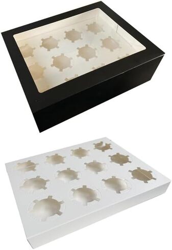 10~20 Pcs/1 Set 12.79 * 10 * 3.54inch Cupcake Boxes,Cupcake Containers with Window and Inserts,Disposable Cupcake Holder, Bakery Pastry Carrier Boxes (10PCS Brown B), 12LDGH in Saudi Arabia