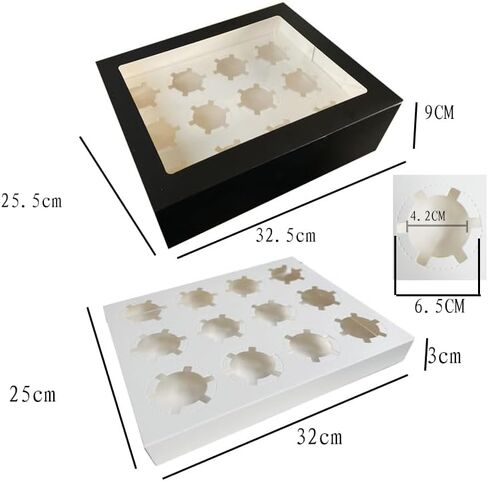 10~20 Pcs/1 Set 12.79 * 10 * 3.54inch Cupcake Boxes,Cupcake Containers with Window and Inserts,Disposable Cupcake Holder, Bakery Pastry Carrier Boxes (10PCS Brown B), 12LDGH in Saudi Arabia