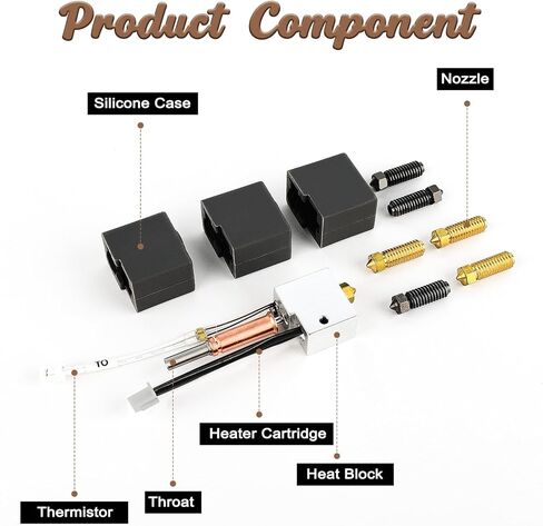 9 عبوات من مجموعات Kobra 3 Combo Hotend، طقم رأس الطباعة الطارد، سخان أنبوب التسخين الحراري مع 3 فوهات نحاسية وفوهة صلبة، متوافقة مع Anycubic Kobra 3 Combo in Kuwait