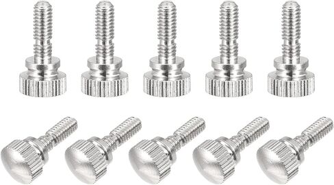 uxcell Knurled Thumb Screws, M4x12mm Brass Slotted Thread Shoulder Bolts Grip Knobs Fasteners, Nickel Plated 5Pcs in Saudi Arabia
