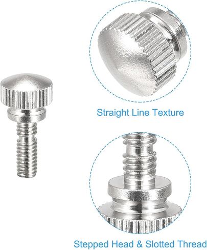 uxcell Knurled Thumb Screws, M4x12mm Brass Slotted Thread Shoulder Bolts Grip Knobs Fasteners, Nickel Plated 5Pcs in Saudi Arabia
