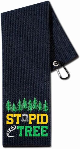 Disc Golf Gifts, Disc Golf Towel, 16"x 24" Microfiber Golf Towel, Stupid Tree, Black in Saudi Arabia