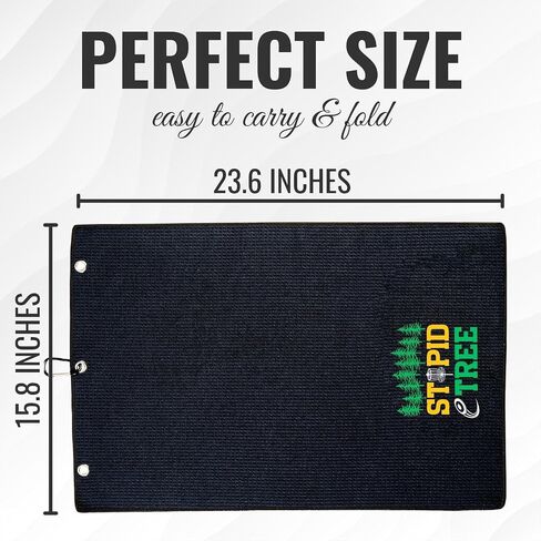 Disc Golf Gifts, Disc Golf Towel, 16"x 24" Microfiber Golf Towel, Stupid Tree, Black in Saudi Arabia
