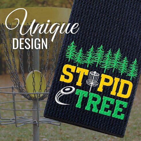 Disc Golf Gifts, Disc Golf Towel, 16"x 24" Microfiber Golf Towel, Stupid Tree, Black in Saudi Arabia