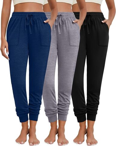 Neer 3 Pack Women's Sweatpants with Pockets, Soft Jogger Pants Lightweight Lounge Athletic Pants for Workout Running Yoga in Kuwait