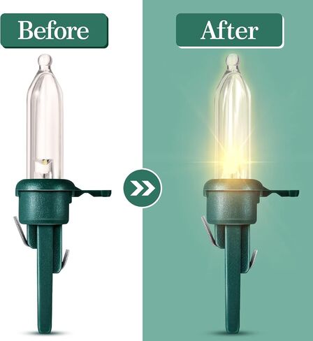 Honoson 60 Pieces LED Replacement Christmas Bulb 3v Waterproof LED Lights Bulb Bulk for Christmas Tree Decorations Xmas Indoor Outdoor Home Light Decor(Green Base with Warm White Bulb) in Saudi Arabia