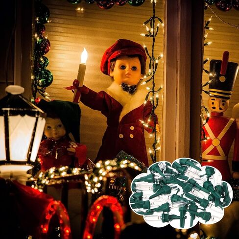 Honoson 60 Pieces LED Replacement Christmas Bulb 3v Waterproof LED Lights Bulb Bulk for Christmas Tree Decorations Xmas Indoor Outdoor Home Light Decor(Green Base with Warm White Bulb) in Saudi Arabia