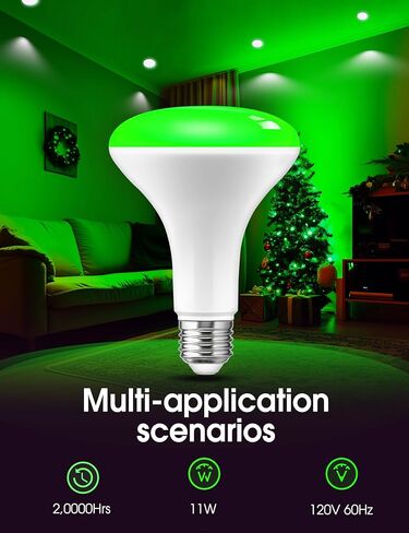 L LOHAS LED Christmas Flood Light Bulbs, [2 Pack], Red Green LED BR30 Flood Light Indoor 65W Equivalent, 11 Watt Colored Can Light Bulbs E26, for New Year, Home Lighting, Holiday Party Decoration in Kuwait