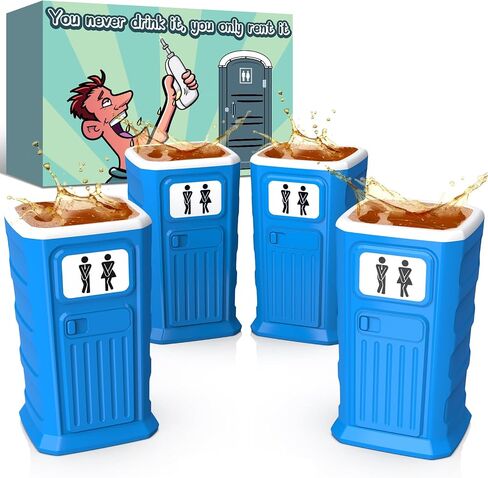 Funny Porta Potty Shot Glasses: White Elephant Gag Fun Novelty Yankee Party Exchange Gifts for Adults Men - Secret Dirty Santa Christmas Stocking Stuffers Ideas for Dad Husband Coworker Brother in Saudi Arabia