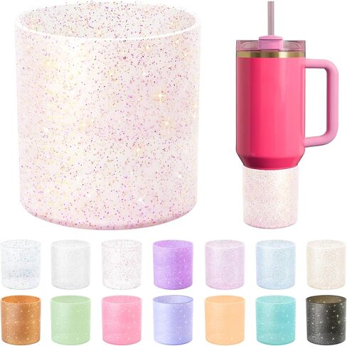 Vmini Higher Glitter Silicone Boot for Stanley Cup 40 oz, Rubber Bottom Protector for Stanley Quencher 40 oz Tumbler with Handle, Bling Tumbler Boot for Stanley Cup Accessories 40oz in Saudi Arabia